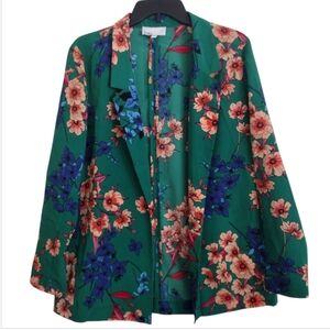 DR2 Floral Green blue peach lightweight blazer size medium